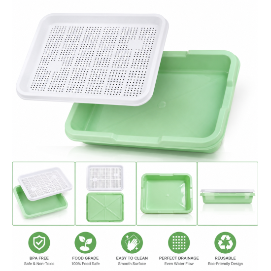Microgreens Growing Tray | Soil-Free Seed Germination Kit for Sprouts  ( Set of 3 )