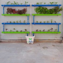 64 Plants Wall Mounted Balcony Hydroponics Setup