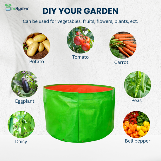 Grow Bags  18 x 12 (250 GSM ) Round HDPE  – UV Protected (Pack of 5)