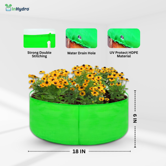 Grow Bags  18 x 6 (250 GSM ) Round HDPE  – UV Protected (Pack of 5)