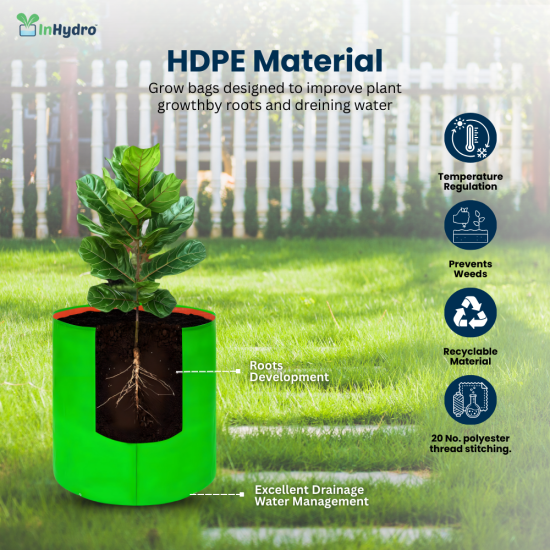 Grow Bags  24 x 24 inches (250 GSM ) Round HDPE  – UV Protected (Pack of 5)